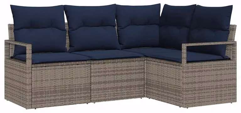 Maison Exclusive - Set di divani da esterno, 4 pezzi, grigio [Materiale sintetico]: rattan sintetico