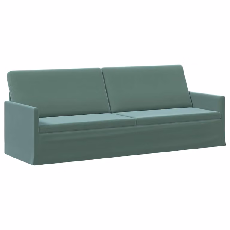 Divano a 3 posti vidaXL in velluto verde mare con struttura in metallo, L: 220 cm, P: 81 cm, H: 82 cm