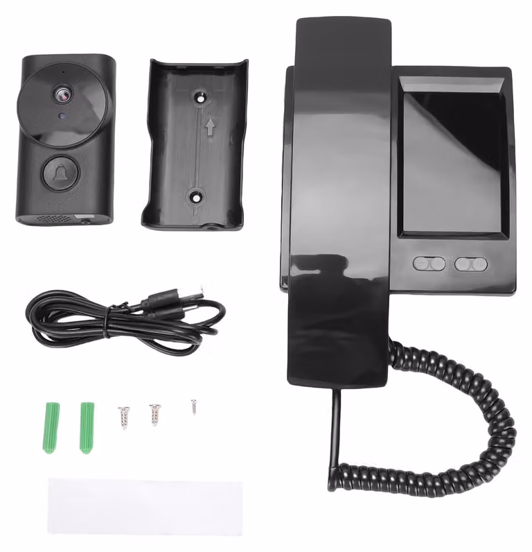 Schermo IPS da 3,5 pollici, citofono wireless con telecamera, sistema di videosorveglianza per porte, citofono, design simile a un telefono, interfono, visione notturna a infrarossi, sistema bidirezionale per casa, ufficio, villa, appartamento