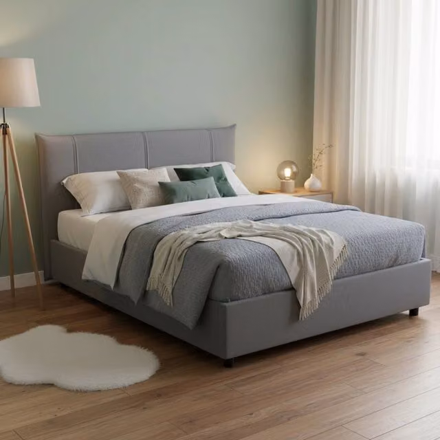 Letto Matrimoniale Geras Talamo Italia con Materasso Incluso, Grigio, L/P: 160 x 200 cm