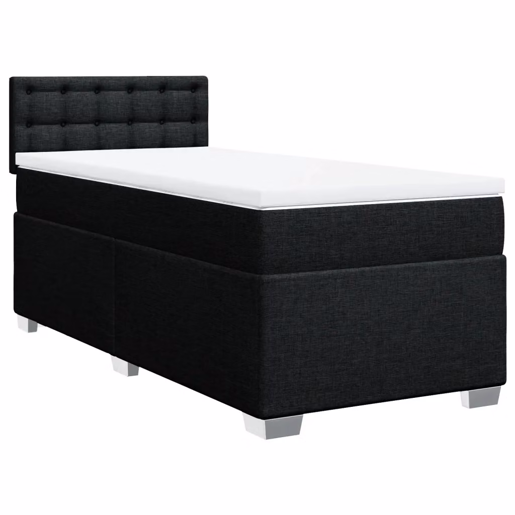 Letto Ibrido vidaXL con Giroletto a Molle e Materasso in Tessuto Nero e Bianco L/P/H: 100 x 200 cm – 2
