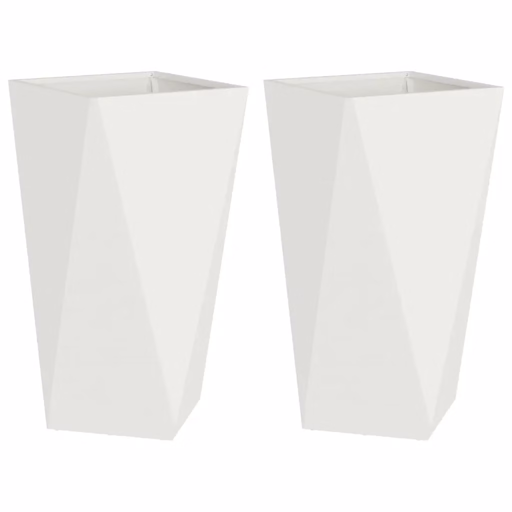 Set di 2 fioriere vidaXL in acciaio bianco, L/P/H: 40 x 40 x 75 cm – 2