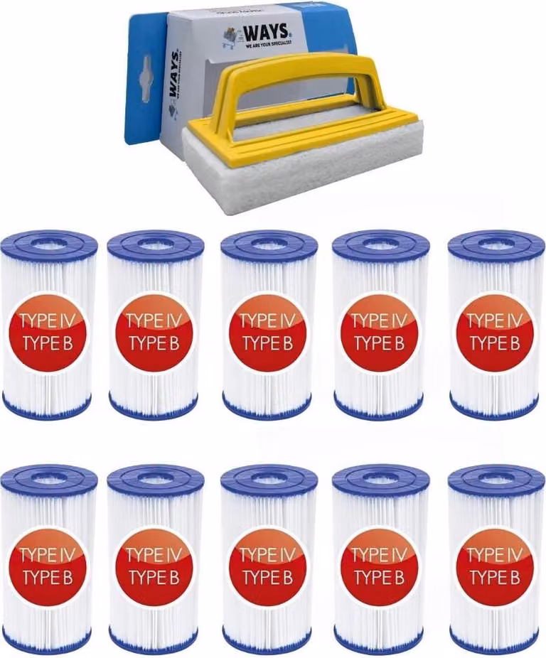 Bestway - Filtro di tipo IV adatto alla pompa filtro 58391 - 10 pezzi & spazzola WAYS