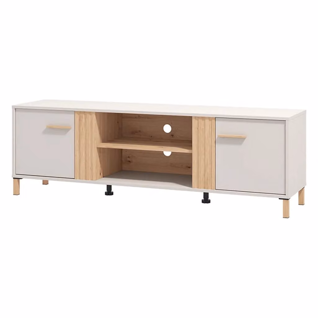 Mobile porta TV Lauco DMORA in legno beige con un ripiano, L: 164 cm, P: 40 cm, H: 52 cm – 2