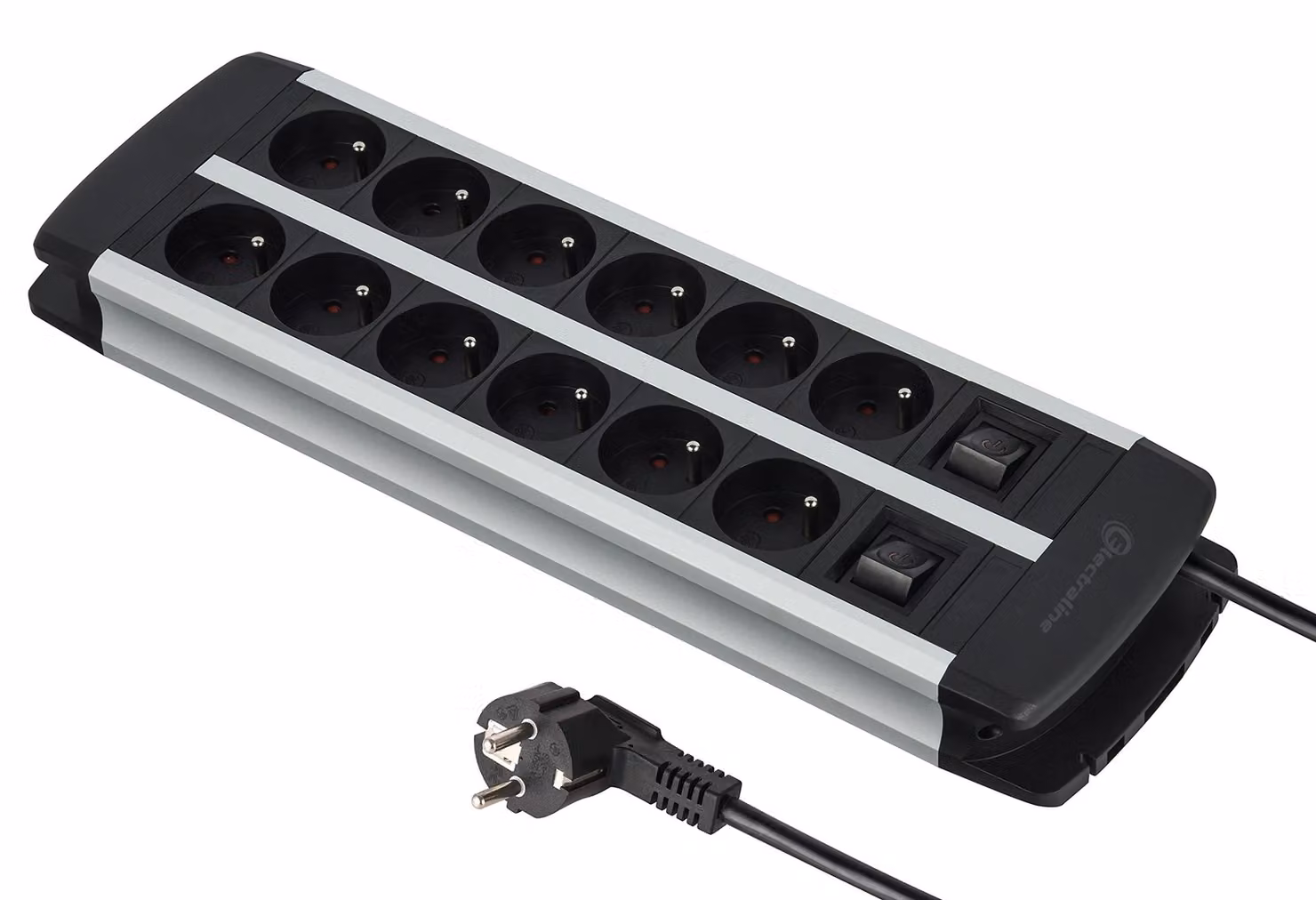 Electraline 35447, listello multipresa Alu-Line con 12 prese, dotato di alloggiamento in alluminio