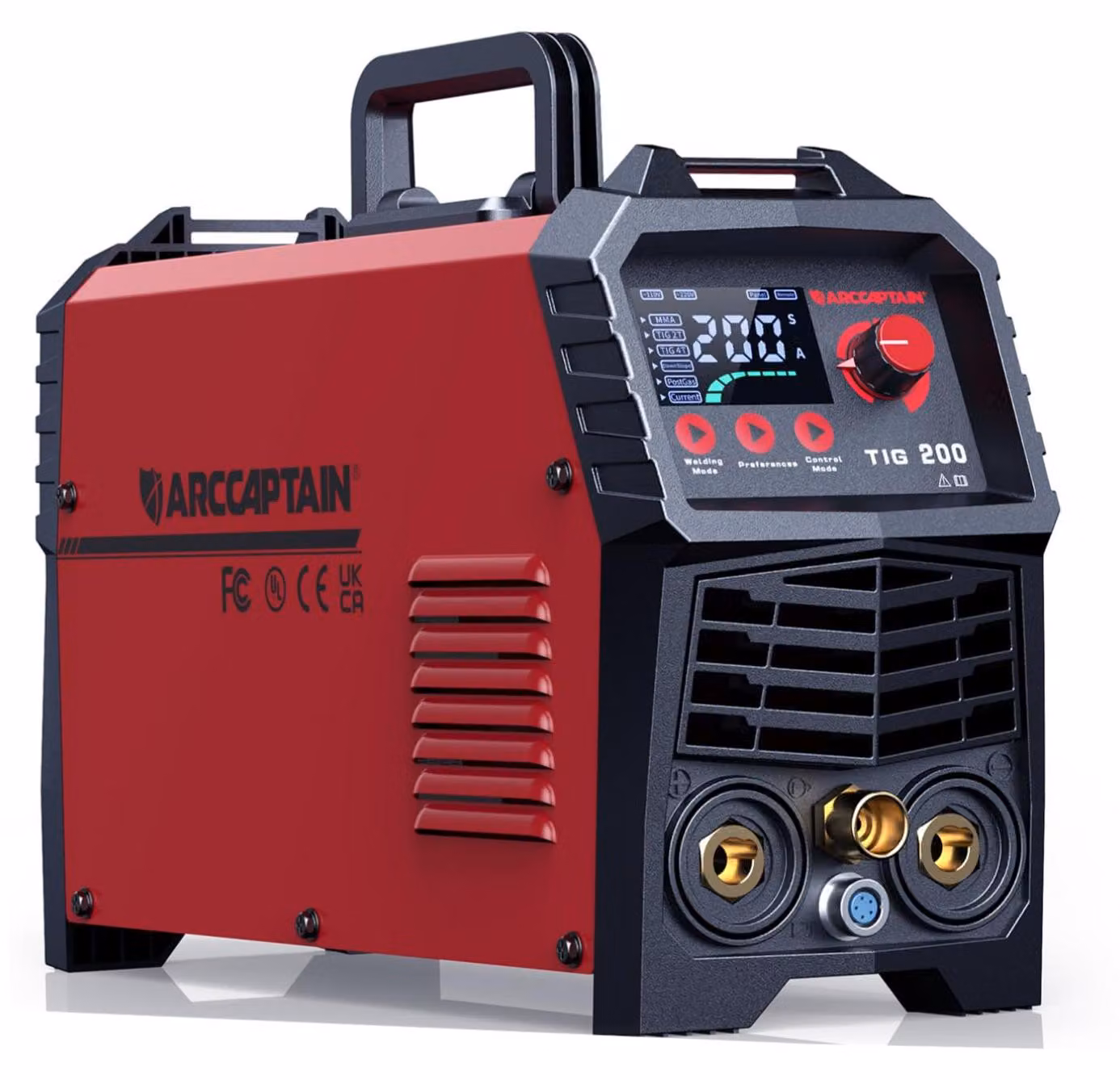 Saldatrice TIG pulsata AC/DC da 200 Ampere, alimentazione a 230V, per la lavorazione di alluminio e metalli