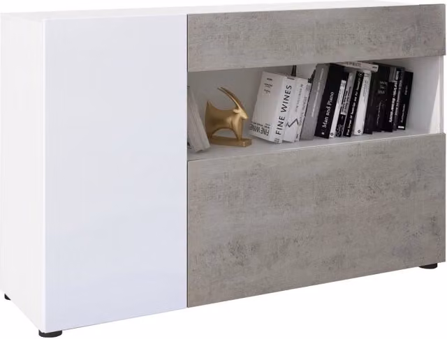 Madia effetto legno finitura larice bianco cm. H.81 x L.130 x P.41