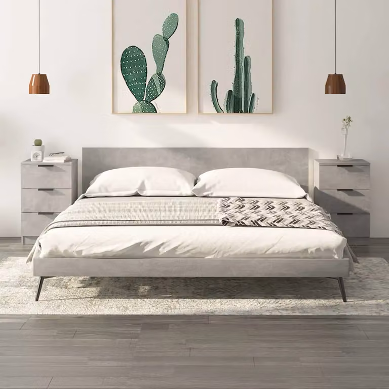 Set di 2 comodini moderni vidaXL in legno e MDF, colore grigio, L 40 cm x P 36 cm x H 65 cm