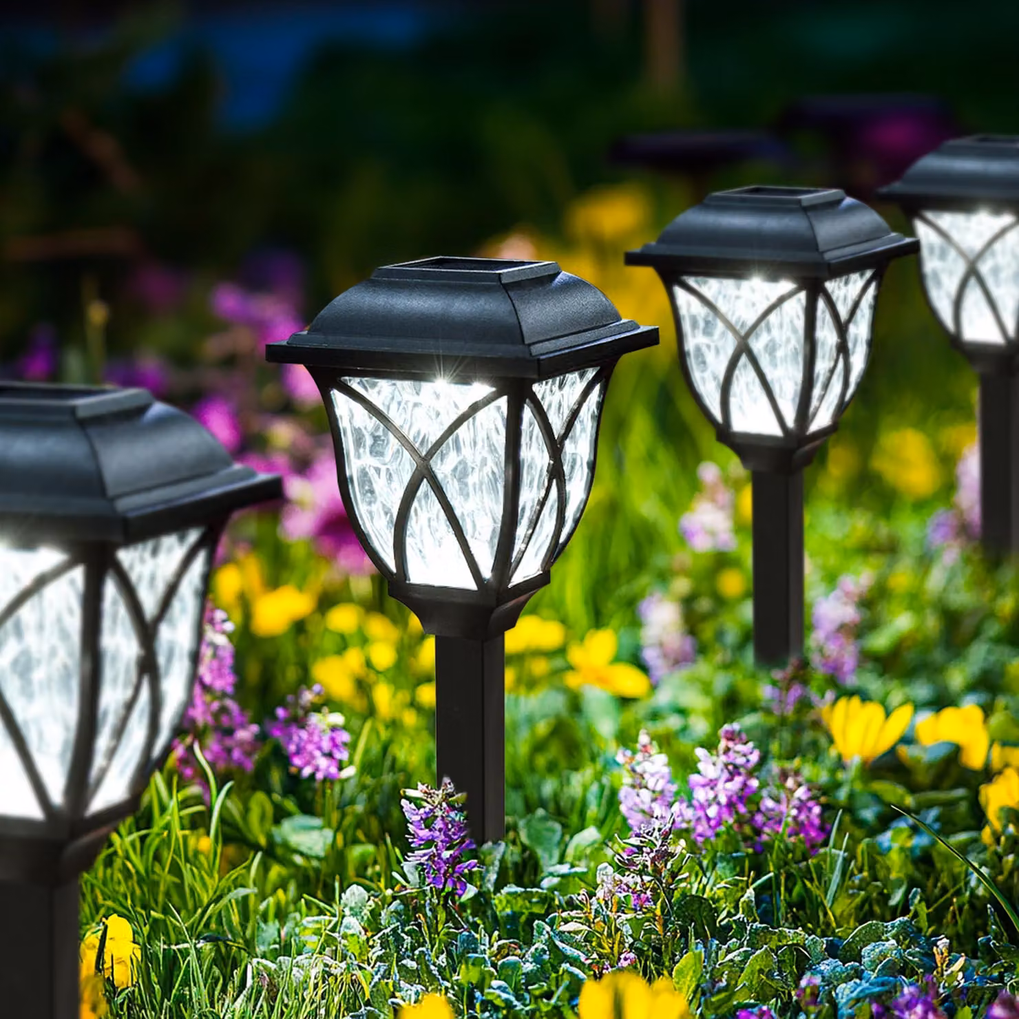 Lampade solari GIGALUMI per esterni, 6 luci solari da giardino a LED, luci a energia solare per giardino, terrazza, balcone, paesaggio, vialetto, sentiero (bianco caldo)