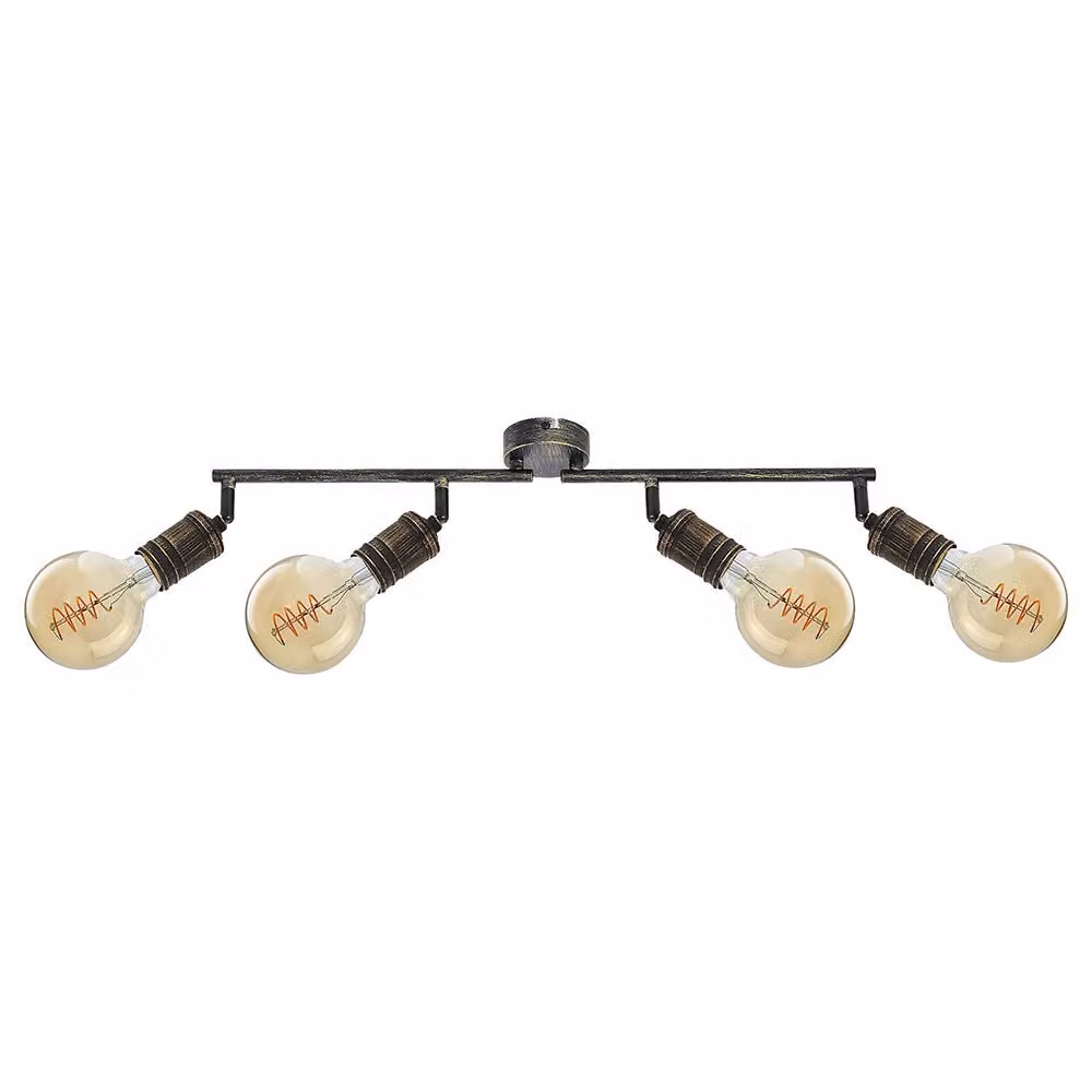 Rabalux 3217 Faretto da soffitto a 4 punti luce Fidel, E27, oro, stile industriale, 74 cm