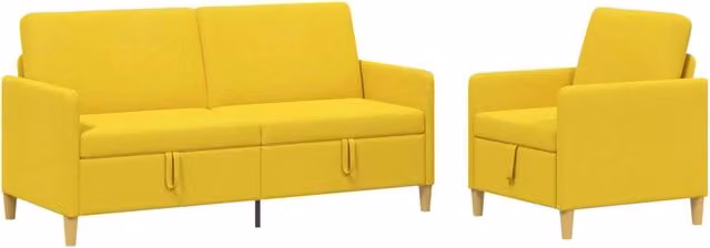 Set di Divani Moderni vidaXL con Seduta Sollevabile e Contenitore, Colore Giallo e Marrone, Tessuto Imbottito con Coperture Rimovibili
