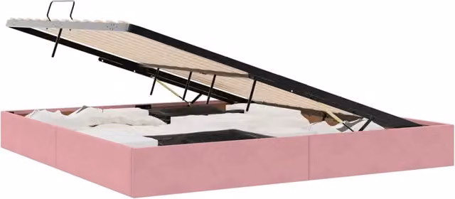 Letto matrimoniale | Letto per adulti | Letto ottomano con archiviazione Rosa 200 x 200 cm Velluto