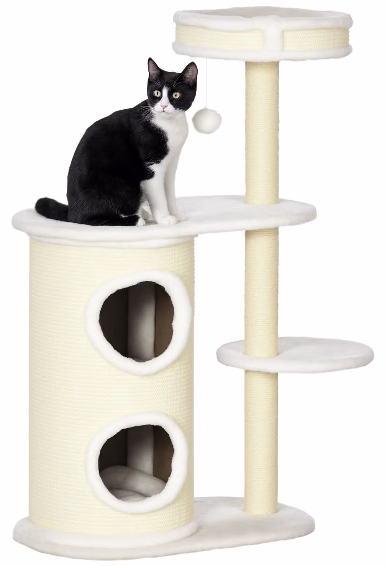 PawHut Tiragraffi, tiragraffi con cilindro, albero da arrampicata, tiragraffi per gatti