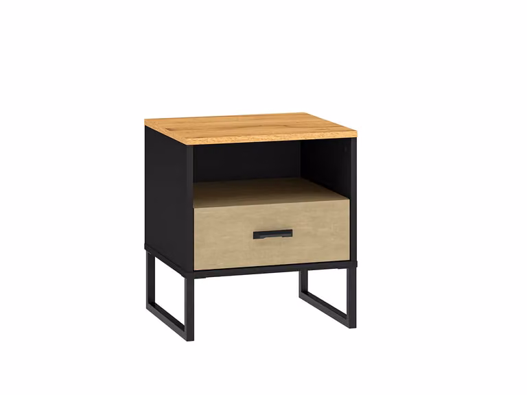 Comodino SABEL - nero / rovere craft dorato