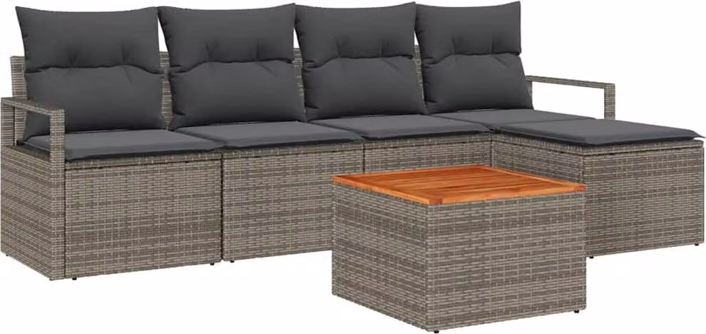 Set Divano da Giardino 6 pcs Grigio polyrattan