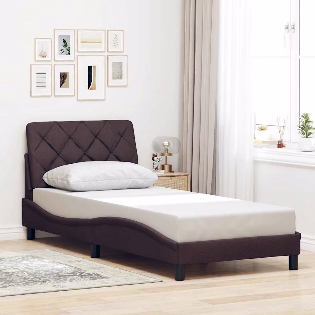 vidaXL Giroletto senza Materasso in Tessuto Marrone Scuro L/P/H: 200 x 80 x 218 cm