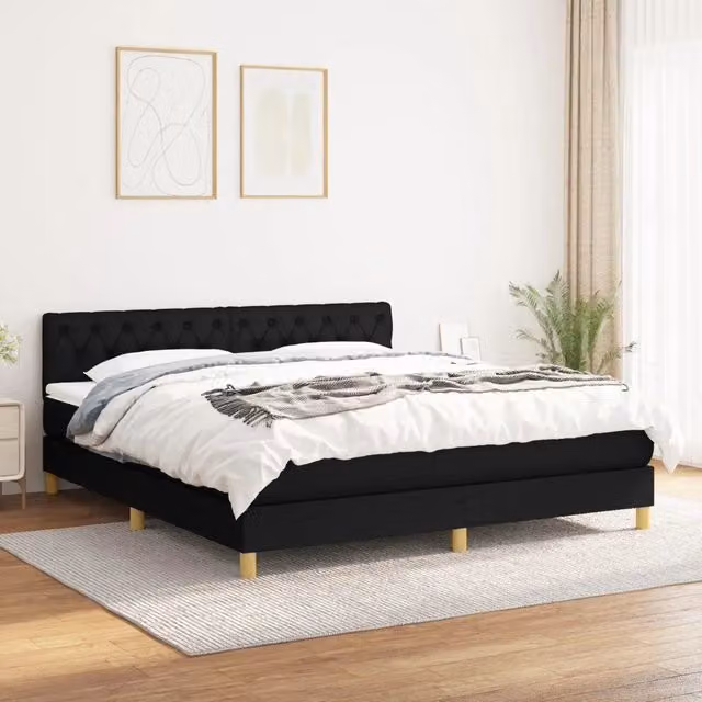 Letto Ibrido con Giroletto a Molle e Materasso vidaXL, Colore Nero e Bianco, L/P/H: 160 x 200 x 88 cm – 1