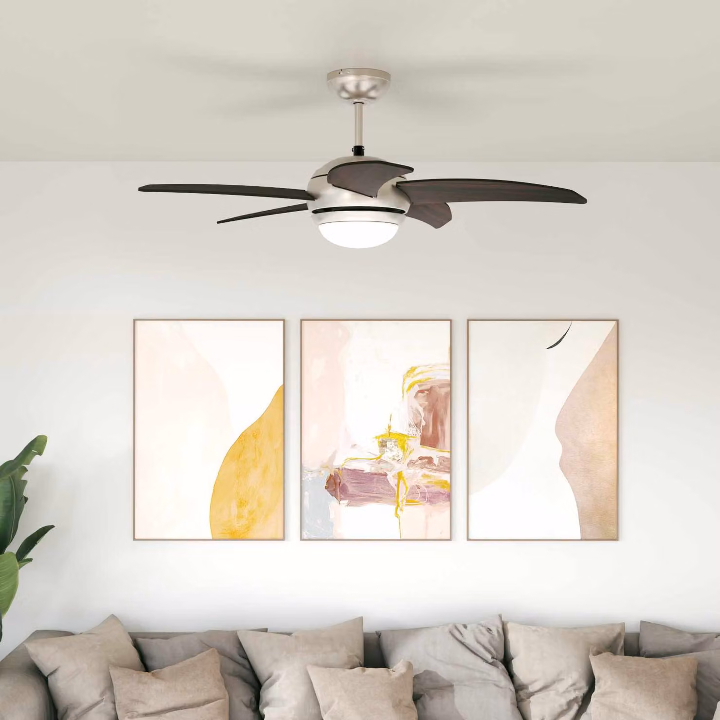 vidaXL Ventilatore da soffitto con luce e telecomando, Ø 110 cm, marrone e argento