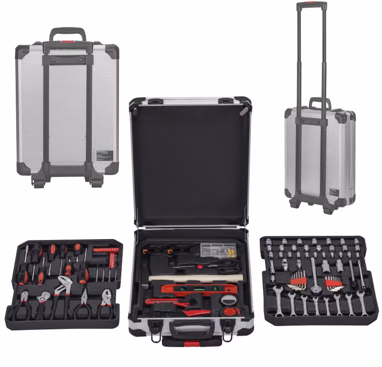 KRAFT&DELE | Valigetta per utensili, 187 pezzi, set di utensili che include: utensili, cacciaviti, pinze, martello, livella a bolla, chiavi a bussola, carrello portautensili