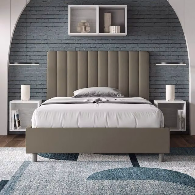 Letto imbottito Agueda Ityhome in similpelle color beige, L/P/H: 145 x 230 x 122 cm