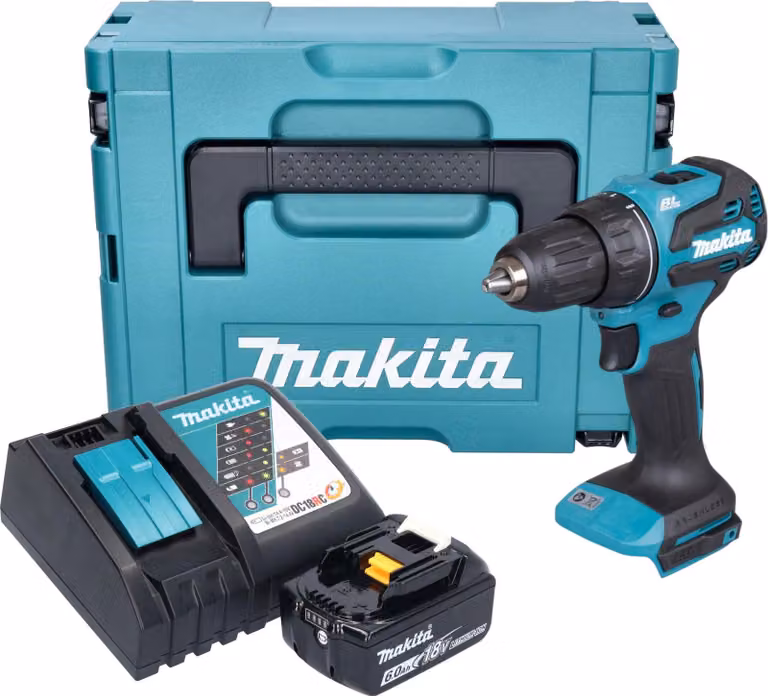 Makita DDF 490 RG1J Trapano avvitatore a batteria 18 V 65 Nm 1/2" Brushless + 1x batteria 6,0 Ah + caricabatteria + Makpac
