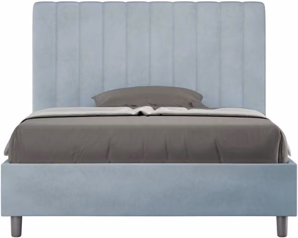 Letto imbottito 1 piazza e mezza 120x200 cm Agueda - Senza rete,Microfibra,Azzurro