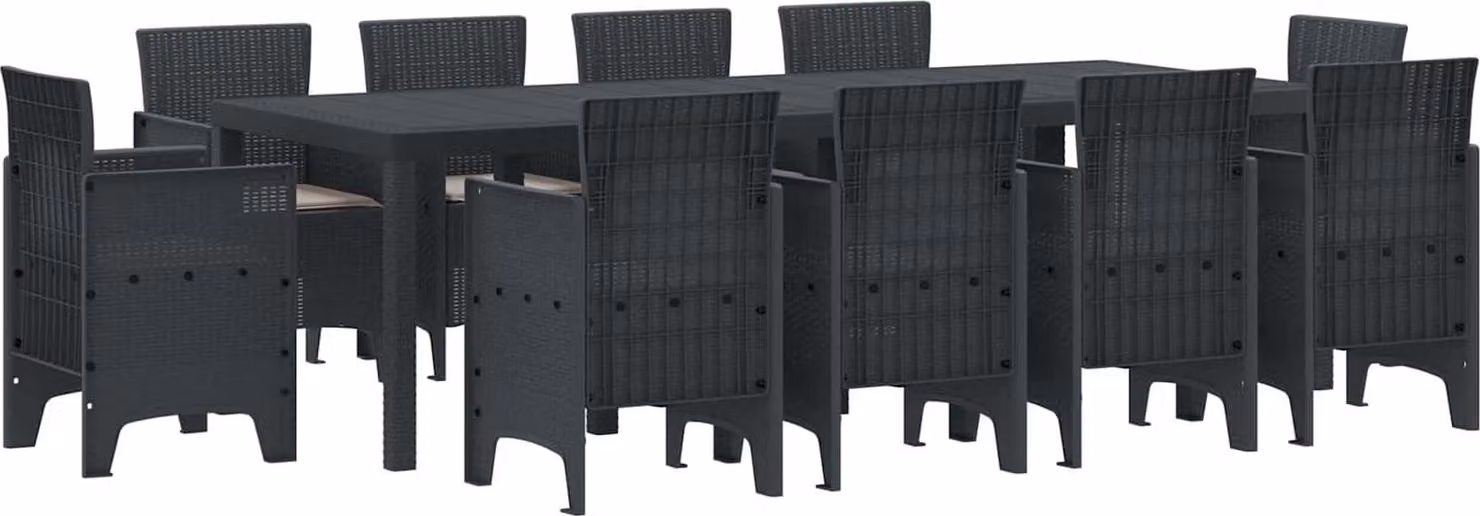 Set da Pranzo per Giardino 11 pcs Antracite Polipropilene