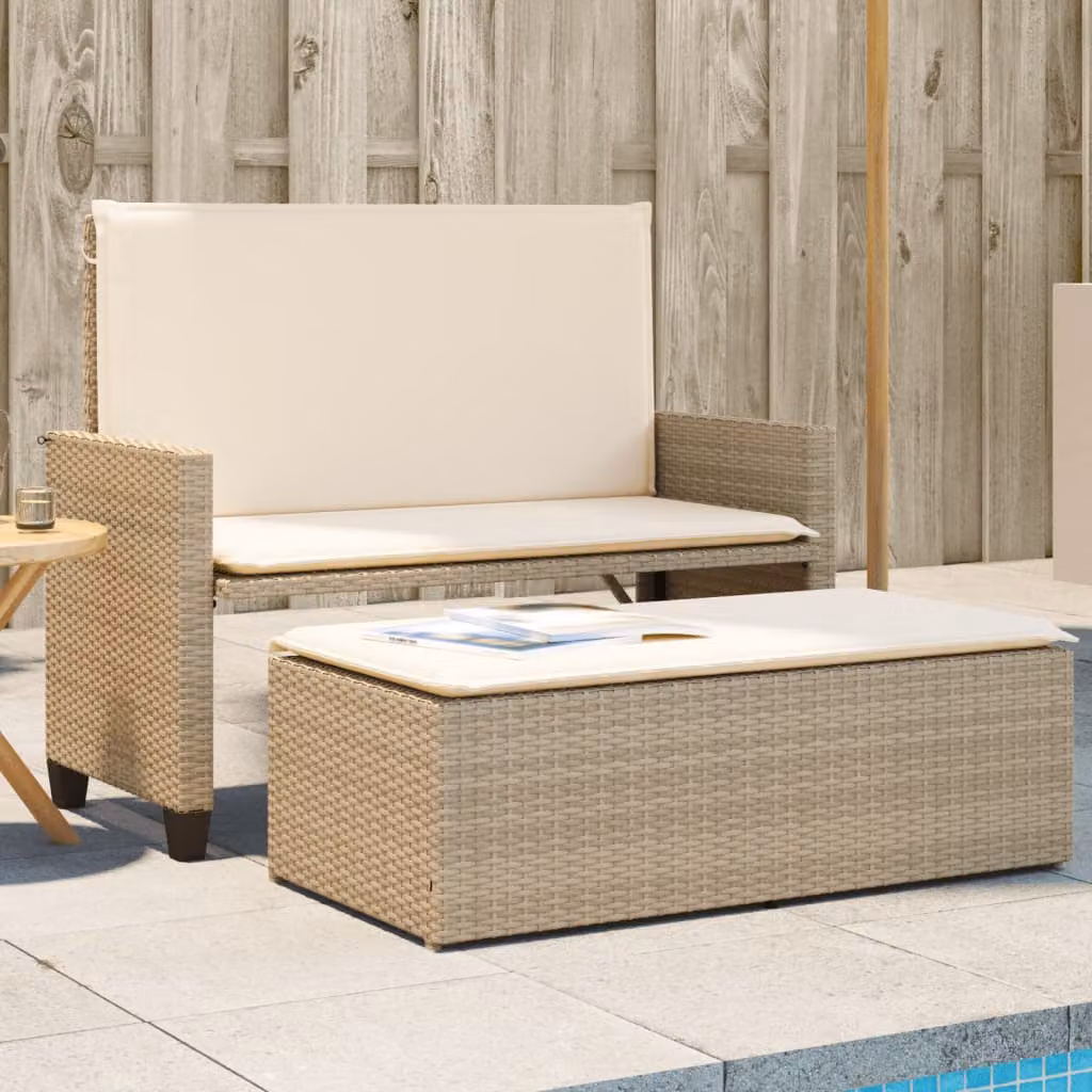vidaXL Panca da Giardino Moderna in Polyrattan con Cuscini Beige e Bianco