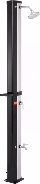 Doccia solare da esterno 60 l con tappetino WPC per doccia grande, Doccia da giardino con tappetino da bagno impermeabile