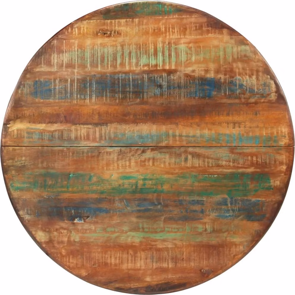Tavolo da Pranzo Ø110x78cm Legno Massello di Recupero e Acciaio