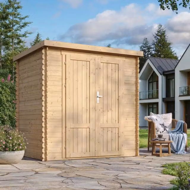 Casetta da Giardino in Legno Grigio TIMBELA M311F1 con Superficie di 2.22 m²