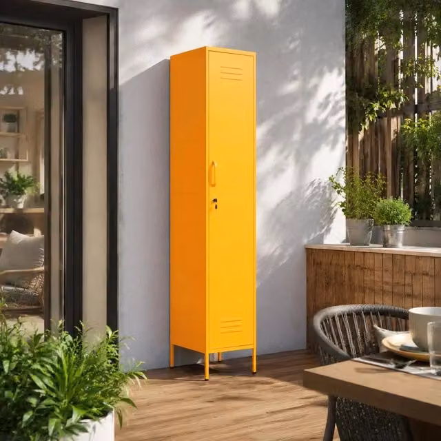 Locker Cabinet, Mustard Yellow, 35x46x180 Cm, Steel