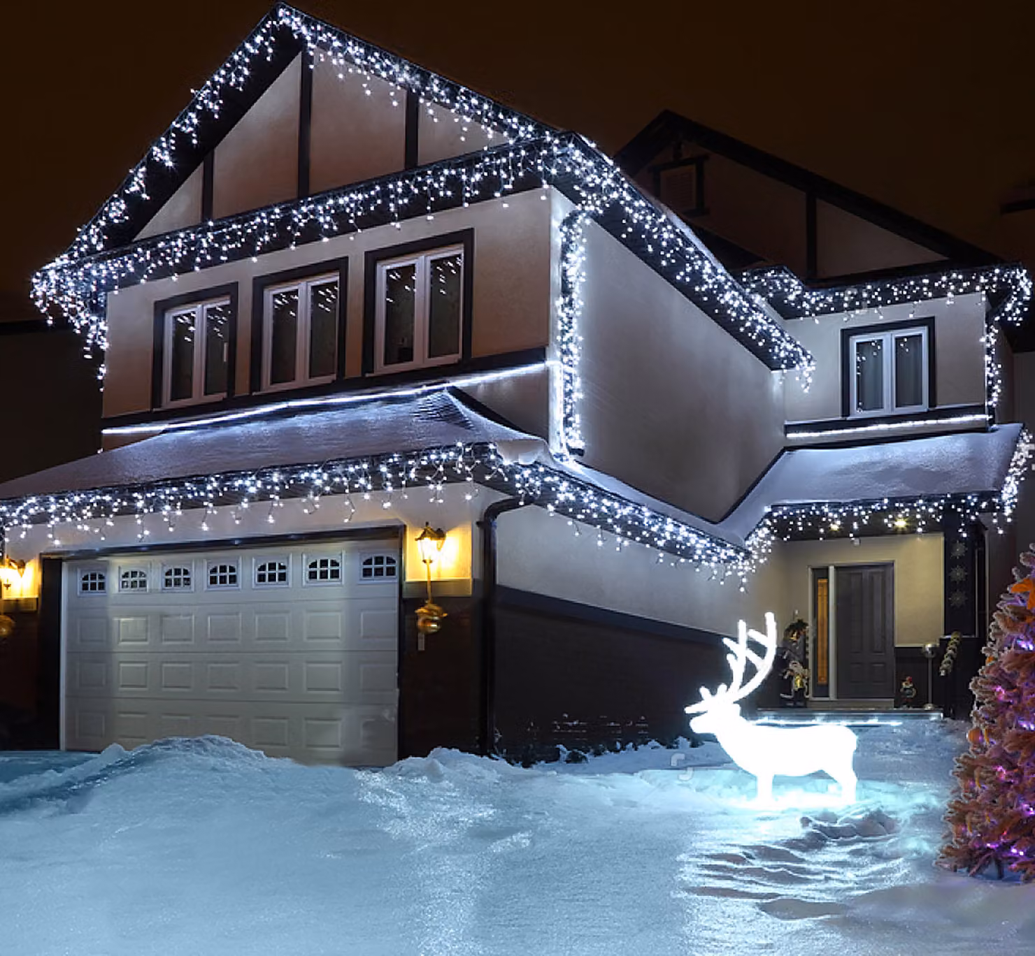 Salcar 10m 400 LED luci fiabesche Natale, luci fiabesche finestra tenda 8 modalità di funzionamento - Bianco freddo