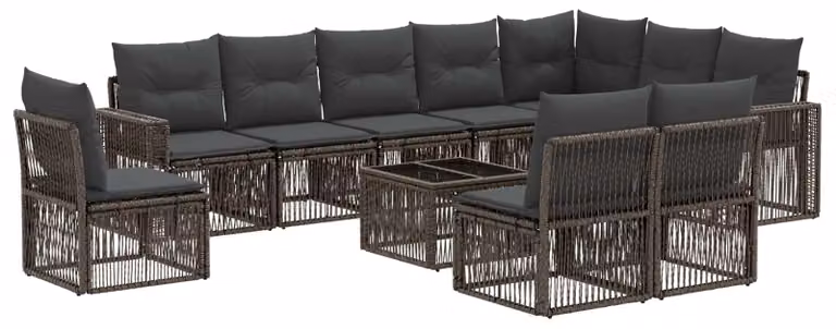 Set Divano da Giardino 11 pcs Grigio e Grigio Scuro polyrattan