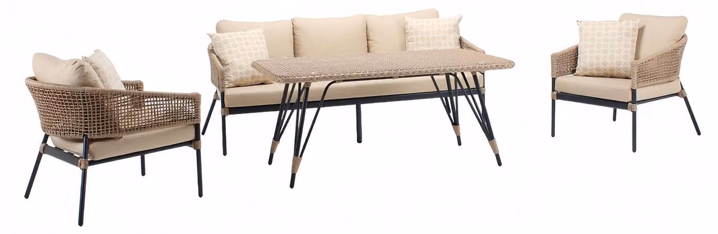 Rattanmöbel Sofagarnitur Garten Terrasse Set Outdoor Lounge Möbel Balkon 4tlg.