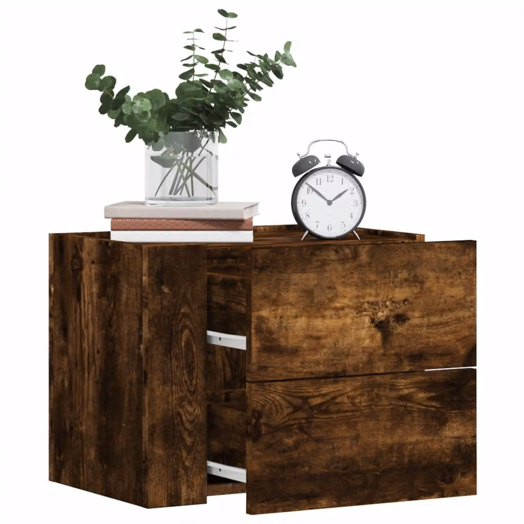 Comodino a muro vidaXL in rovere fumo marrone L: 45 cm, P: 30 cm, H: 35 cm