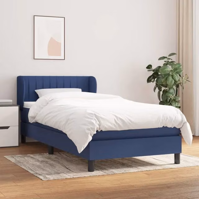 Giroletto a Molle con Materasso-Struttura Letto Blu 100x200 cm in Tessuto 275983