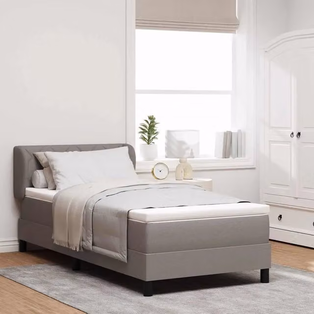 Letto a molle con testiera Talpa vidaXL in tessuto beige o grigio, L/P/H: 90 x 200 x 140 cm