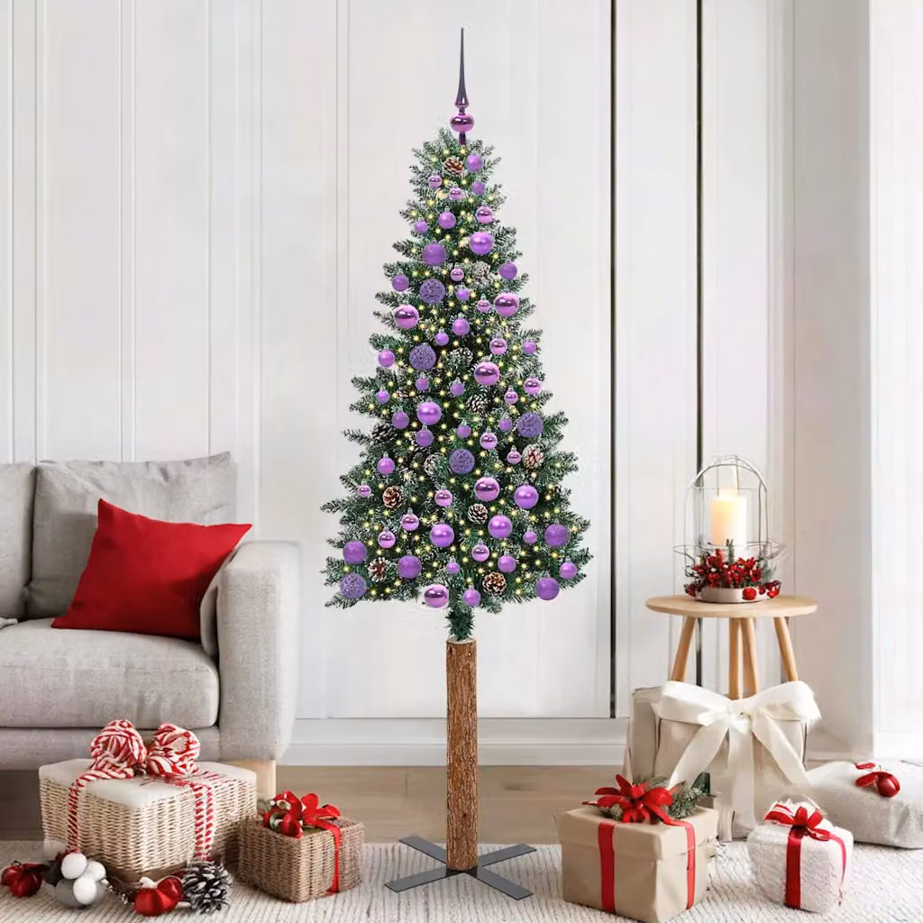 Albero di Natale moderno vidaXL verde con luci LED warm white, Altezza: 180 cm