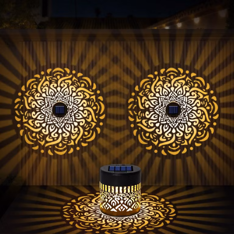 Lampioni solari, 2 pezzi, lampade da giardino marocchine, luce giallo caldo