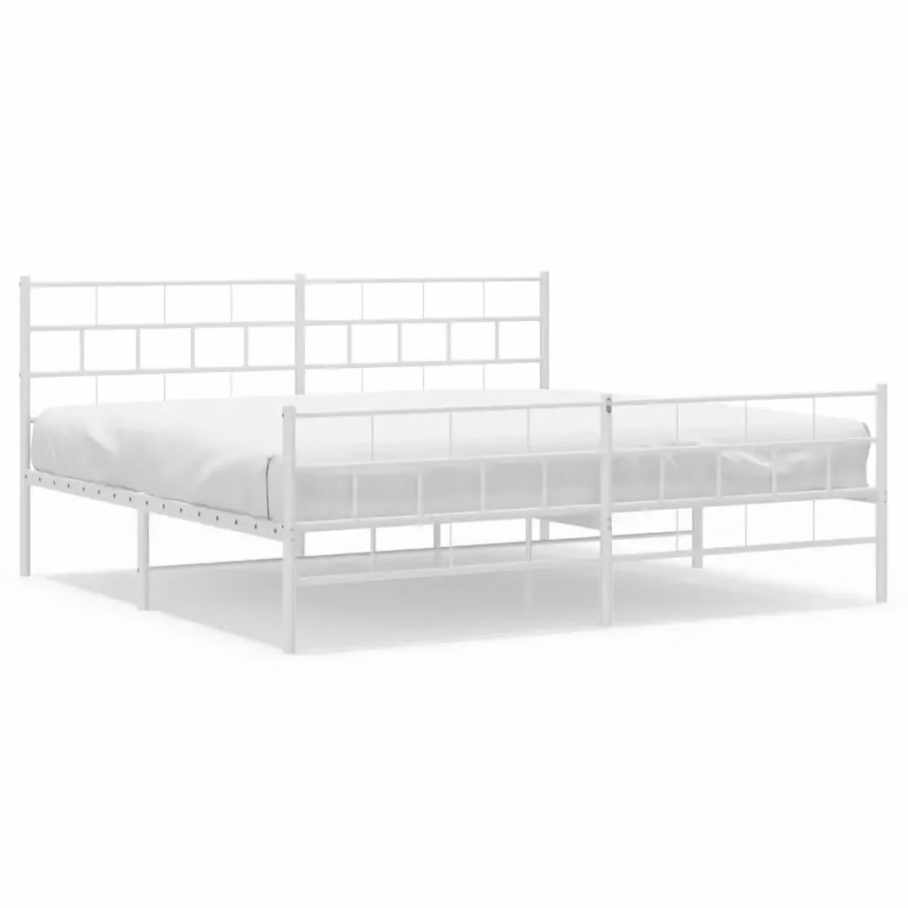 Giroletto vidaXL con testiera e pediera in metallo bianco L/P/H: 200 x 200 x 90 cm – 2