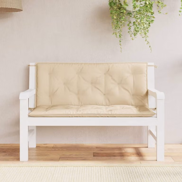 Set di 2 cuscini per panca da giardino vidaXL in tessuto Oxford beige L 120 cm x P 50 cm x H 7 cm