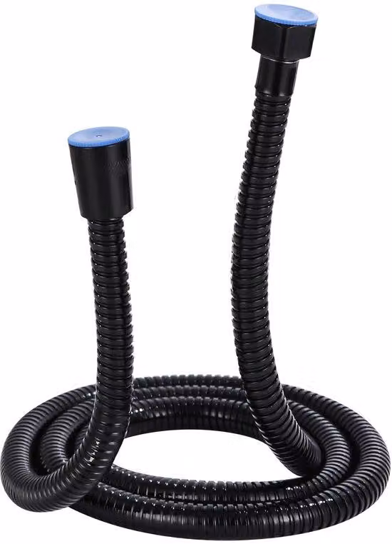 Doccetta con getto a pioggia, 6 ugelli, a risparmio idrico, lunghezza 1,5 m, installazione senza foratura, soffione, fissaggio sicuro, colore nero