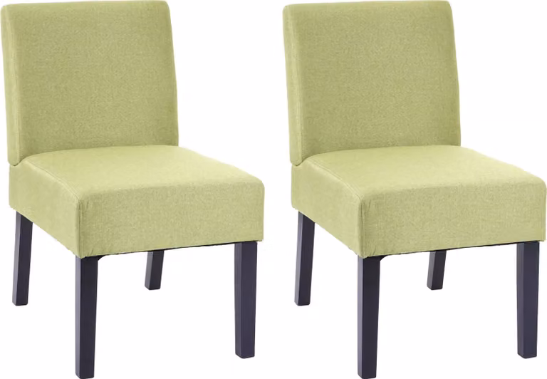 set di 2 sedie da pranzo HWC-F61, sedia lounge, tessuto/tessuto ~ verde