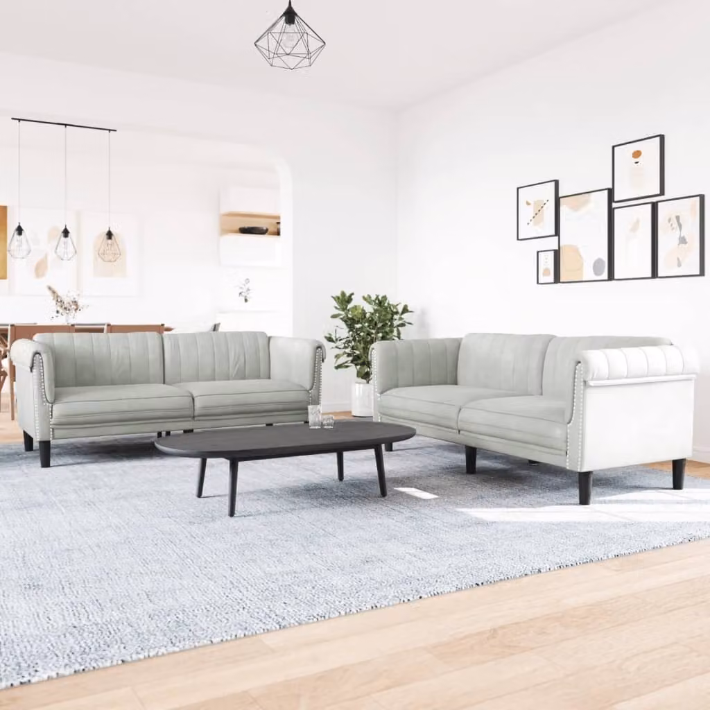 Maison Exclusive - Set divano 2 pezzi in velluto grigio chiaro