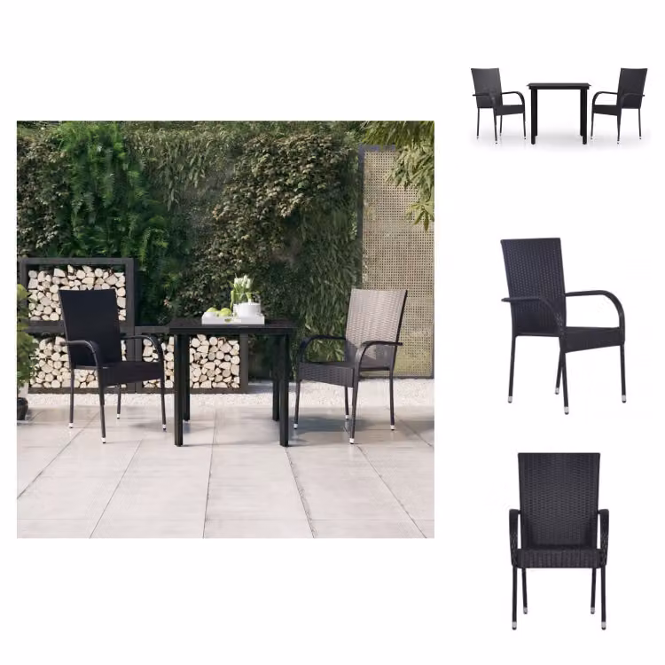 vidaXL Set da pranzo da giardino 3 pezzi nero - Set di mobili da giardino