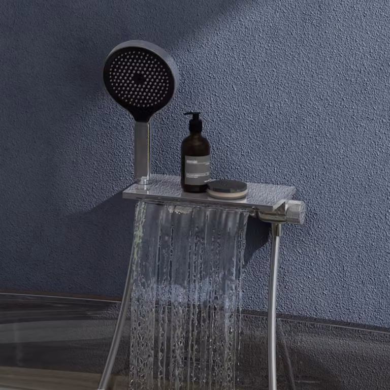 doporro Rubinetto Vasca con Doccetta a Mano 4 Modalitš€ Getto in Ottone Silber Controllo Temperatura DSN-401