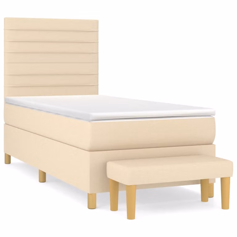 Giroletto a Molle con Materasso Crema 100x200 cm in Tessuto
