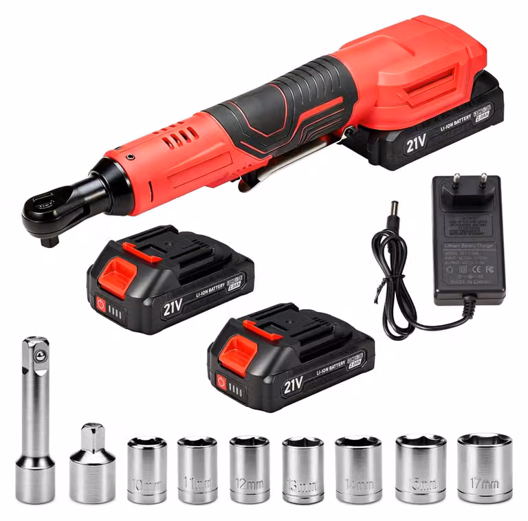 Chiave a cricchetto elettrica da 3/8 di pollice - Coppia di 85 Nm - Batteria al litio 2 x 2.0 Ah - Acciaio legato - Senza fili