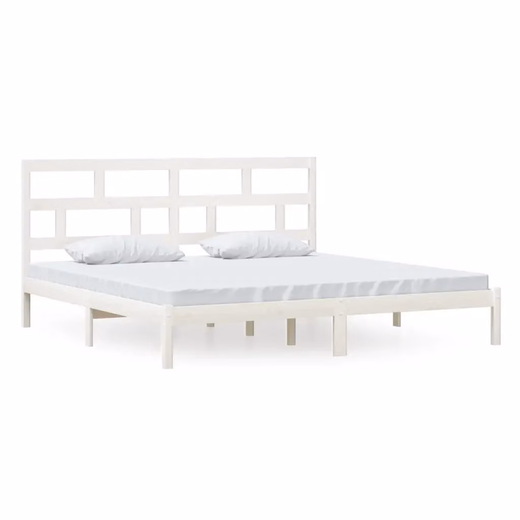 Letto con giroletto in legno massello di pino bianco vidaXL 200x200 cm – 2
